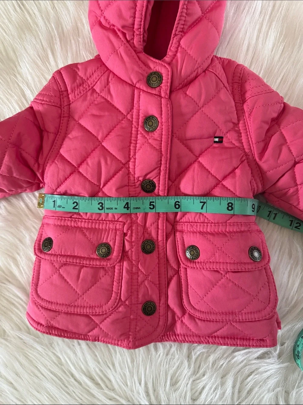 Toddler Tommy Hilfiger Quilted Hooded Jacket Hot Pink Size 3-6 Months